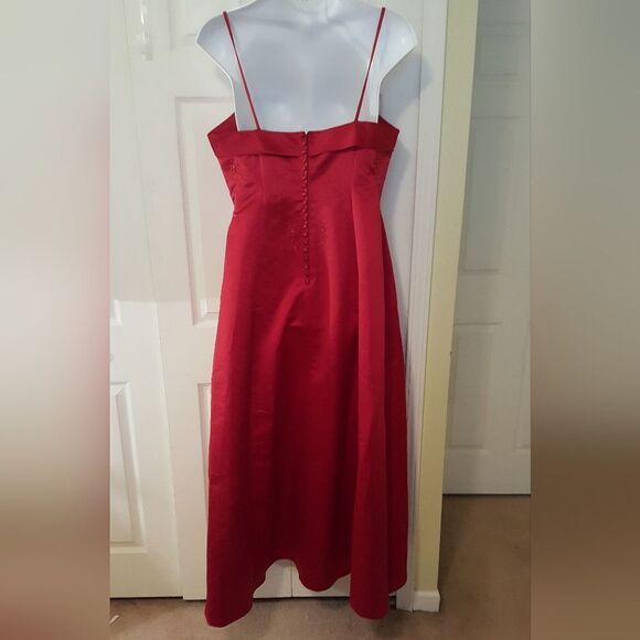Ginnis Red Satin embroidered bodice bridesmaid gown - Picture 11 of 11